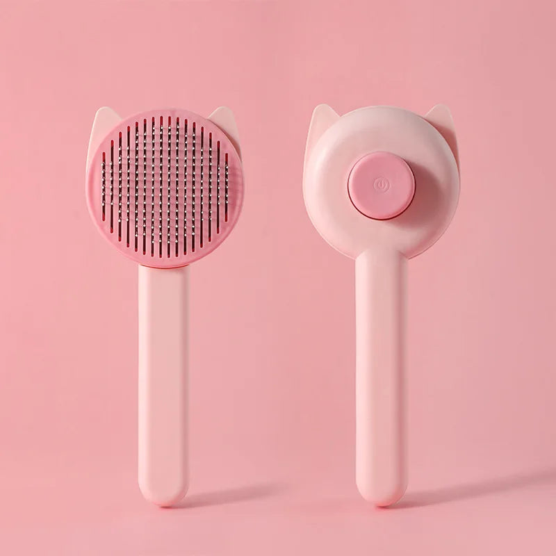 Brosse Auto-Nettoyante pour Chiens et Chats-Rose
